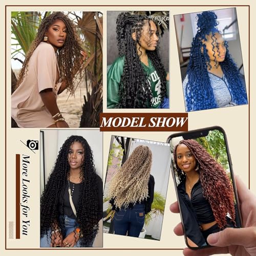 WSTAR 30 Inch Boho Faux Locs Crochet Hair with Curly Ends - 9 Packs of Goddess Locs, Black Women Protective Style Variation of THIS listing