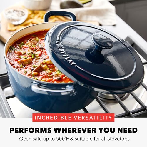 GreenPan x Bobby Flay 5.5QT Navy Enameled Cast Iron Dutch Oven with Lid - Cobalt Blue Variation