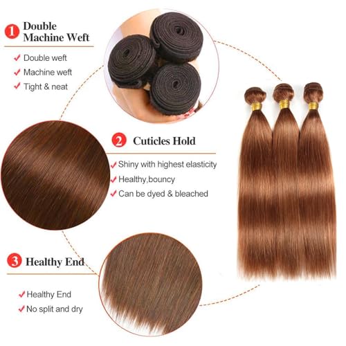 AiPliantfis #30 Light Brown Straight Human Hair Bundles - 3 Pack 12-34 Inch Variation of THIS listing