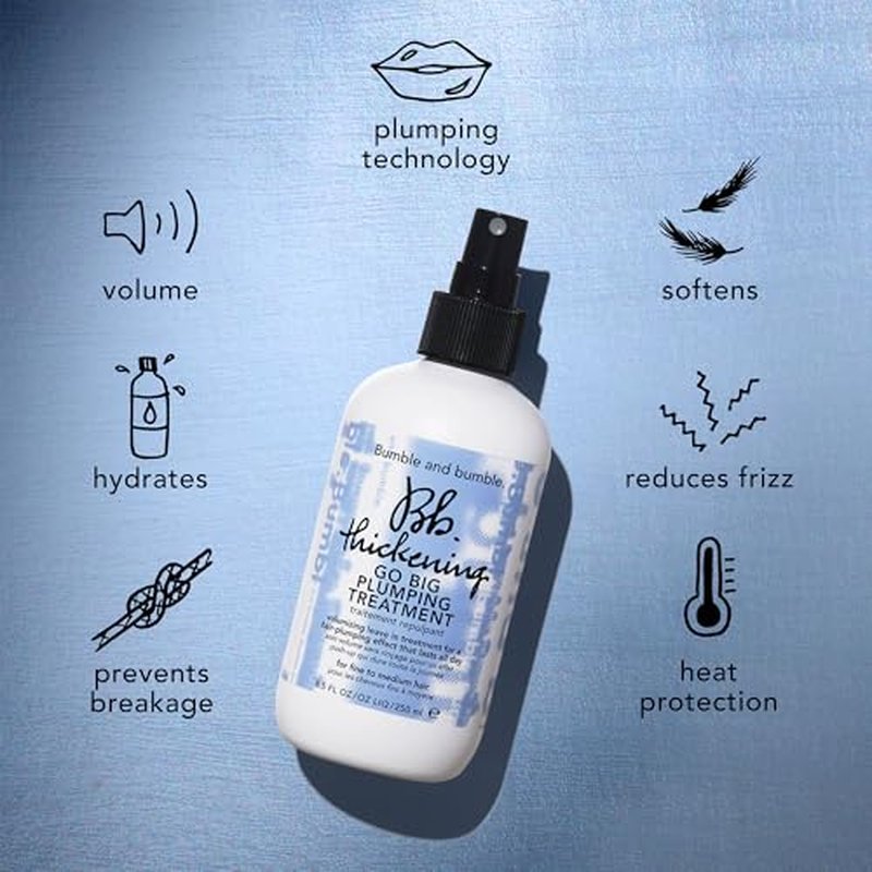 Bumble and bumble. Thickening Go Big Plumping Hair Treatment Spray | Heat Protection | Softening + Defining | Straight to Wavy, 8.5 Fl Oz