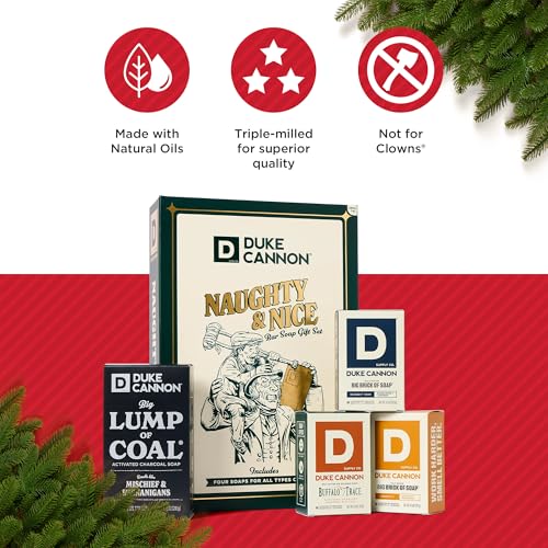 Duke Cannon Men’s Holiday Soap Gift Set - Naughty & Nice VOL. 2, Lump of Coal & Junior Bars