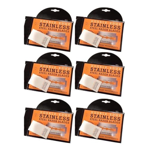 Double Edge Safety Razor Blades, 5 Count -PACK 6 - Stainless Steel Razor Blades - Comfortable Shave