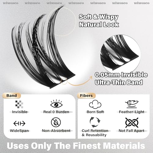 wiwoseo Flora Lash Clusters 10-14mm Flaunt Lash Clusters D Curl Short Lashes Clusters Wispy Individual Lashes Flaunt Lashes Clusters Short Eyelash Clusters Natural Lashes Cluster for Daily Makeup