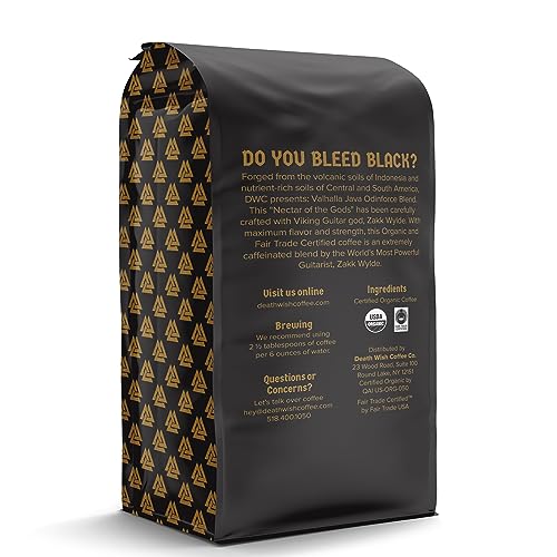 Death Wish Coffee Valhalla Java Medium-Dark Roast Whole Bean Coffee 80oz - Bold, Organic, Fair Trade