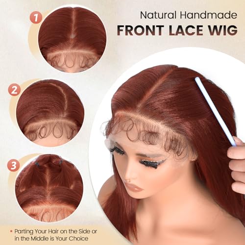 Suntefic 24 Inch Synthetic Lace Front Wig 13x6 HD Glueless Pre-Plucked Hairline for Black Women, Yaki Straight Layered Style