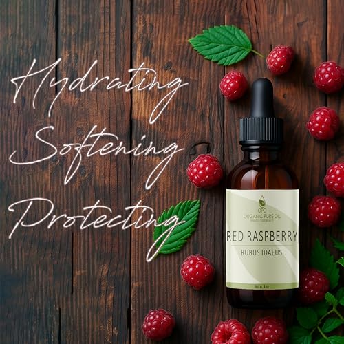Red Raspberry Seed Oil - Organic Cold-Pressed Face & Body Moisturizer - 4 oz Glass Bottle & Dropper
