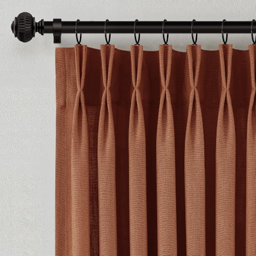 COMON HOME Terracotta Linen Pleated Curtains 40"W x 90"L - Pack of 2