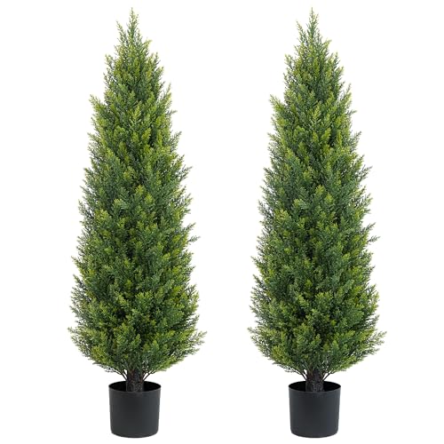 48 Inch Artificial Cedar Topiary Tree - UV Resistant Faux Bush for Outdoor & Indoor Decor Variation of THIS listing