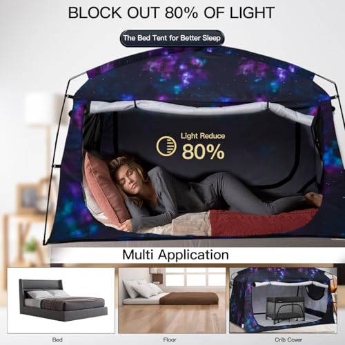 Porayhut Galaxy Bed Tent Privacy Canopy 90% Light Block Indoor Camp Dorm