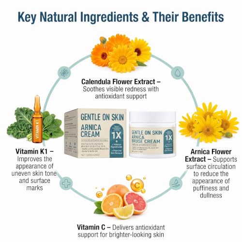 Arnica Bruise Cream with Vitamins K, C & E - Supports Skin Healing, 4.23 oz