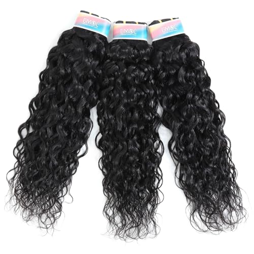 Water Wave Human Hair Bundles 12 14 16 Inches Curly Wet Wavy Weave - Natural Tangle-Free Brazilian Hair - EMOL Variation of THIS listing