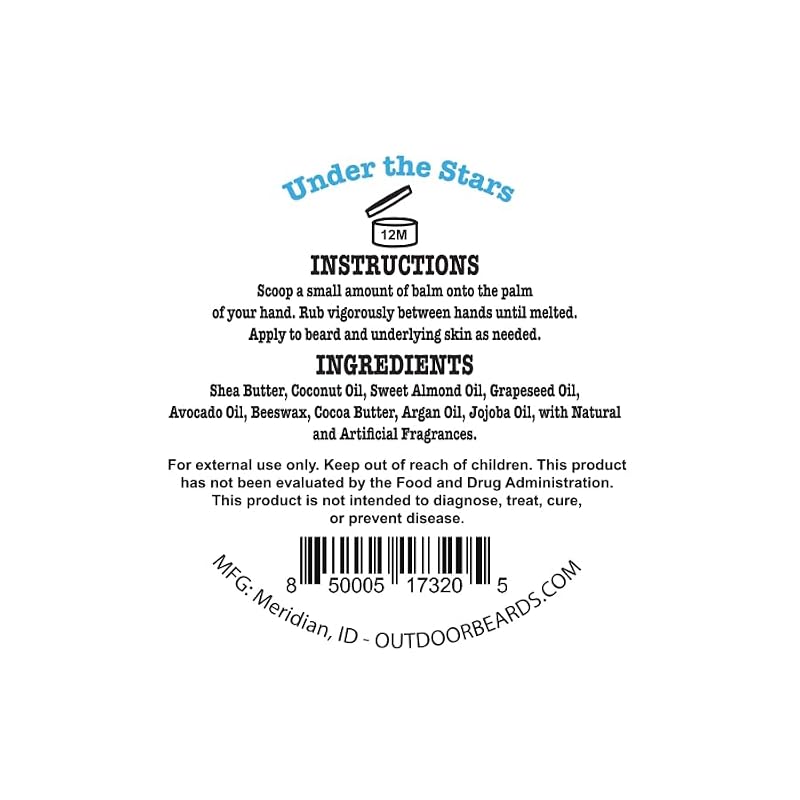 Outdoor Beards Under the Stars Beard Balm - 2 oz Nourishing Moisturizer for Men