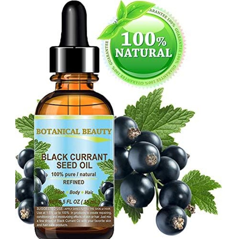 Botanical Beauty BLACK CURRANT SEED OIL. 100% Pure Natural Undiluted Refined Cold Pressed Carrier Oil for Skin, Hair, Lip and Nail Care (0.5 Fl Oz)
