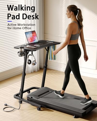 Black Adjustable Height Standing Desk for Walking Pad Treadmill Workstation