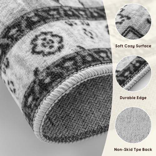 LBRO2M Gray 9x12 Machine Washable Pet-Friendly Area Rug - Low Pile, Non Slip