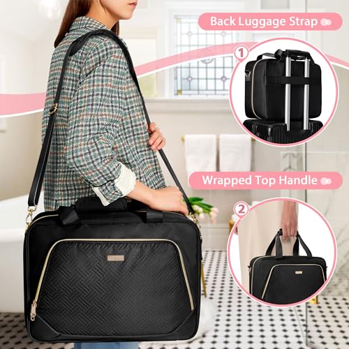 Extra Large Toiletry Bag for Women with 4 Individual Cases, Large Travel Makeup Organizer Bag with Hair Tool Pocket and Makeup Brushes Compartment