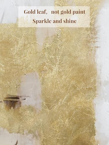 Zessonic Gold & Neutral Abstract Hand-Applied Wall Art 20x28 (2 Panels) Gold Diptych, Framed