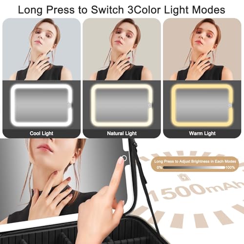 Large Travel Makeup Bag with LED Mirror - Detachable Stand & Adjustable Divider, Black (Variation of THIS listing)
