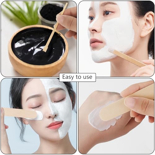 300 Pack 4 Style Assorted Wooden Wax Sticks for Hair Removal Body Legs Face and Small Medium Large Sizes Eyebrow Waxing Applicator Spatulas