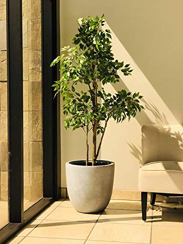Large 18-Inch Round Concrete Planter - Weathered Finish for Indoor & Outdoor Use