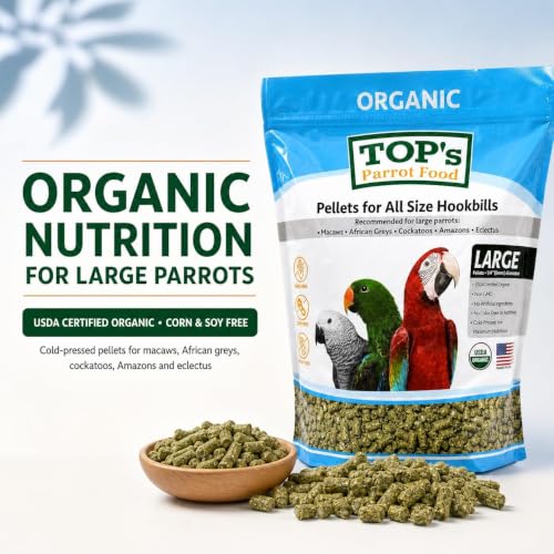 Parrot Pellets 10 lb - USDA Organic Certified Bird Food for Large & Medium Hookbills - Natural, Non-GMO