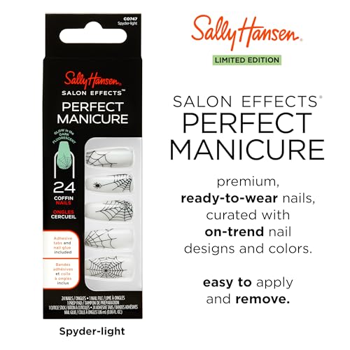Sally Hansen Salon Effects¢ç Perfect Manicure, Spyder-Light, Press On Nails, Non-Damaging Adhesive Tabs, File, and Alcohol Pad Included