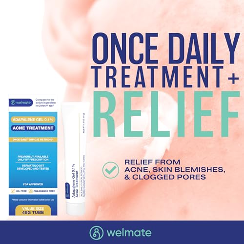 Adapalene Gel 0.1% Acne Treatment 1.6oz Pack of 2 – Over-the-Counter Retinoid