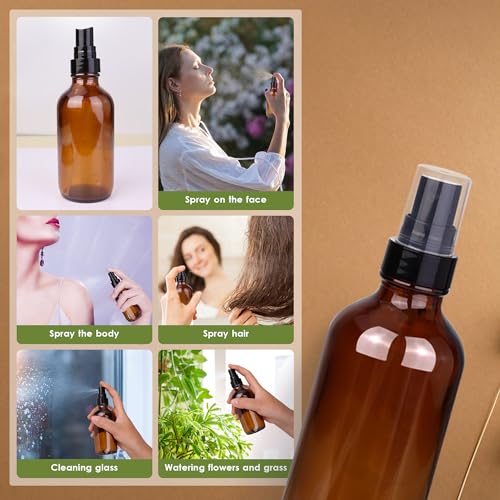 4oz Amber Glass Spray Bottles Set of 24 - Refillable Mist Sprayers for Essential Oils, Perfume, Body & Room Sprays - Variation of THIS listing