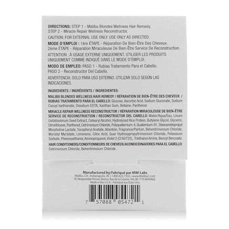 Malibu C Mini Rehab Malibu Blondes - Contains 2 Hair Remedy Packets - Vitamin Complex Hair Remedy to Restore Hair Vibrancy - Hair Care for Natural & Processed Blondes
