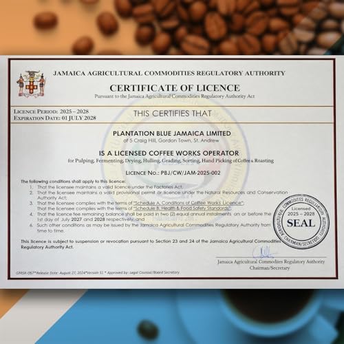 Blue Mountain Coffee Ground 16oz - Jamaican Blue Mountain Medium Roast, Freshly Brewed, Premium Plantation Blue