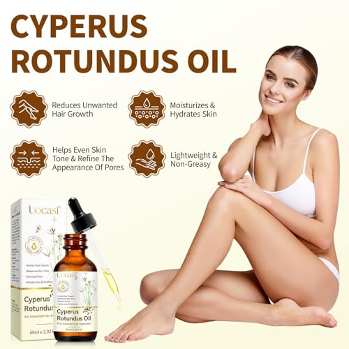 Cyperus Rotundus Hair Removal Oil - 3 Pack, Natural Skin Soothing & Hair Growth Inhibitor, 2.02 Fl Oz Each