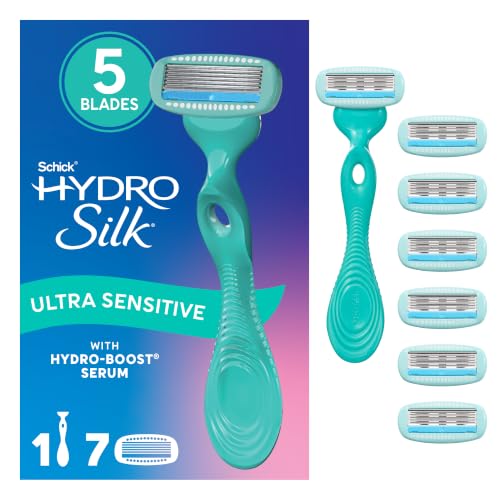 Women’s 5-Blade Sensitive Razor with Refill Pack – Hypoallergenic & Moisturizing