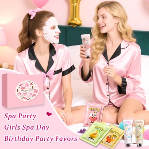 Firstfly 90Pcs Pink Spa Skincare Set for Kids & Teens - Party Favors, Masks, Lip Balm, Hand Cream, Stocking Stuffers