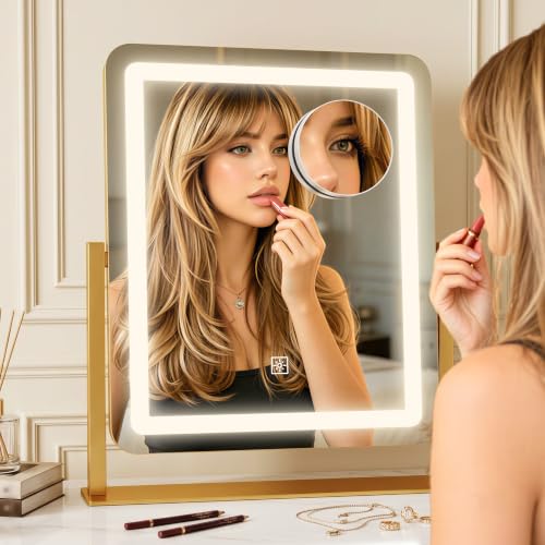 CraftCraze 15x13 Inch Dimmable LED Lighted Makeup Mirror with 3 Color Modes