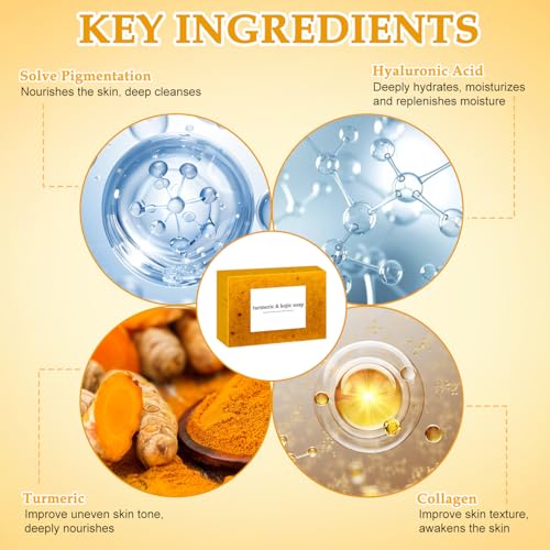 Lemon Turmeric Kojic Soap Bar - Natural Handmade 0.25 Ounce Pack of 4