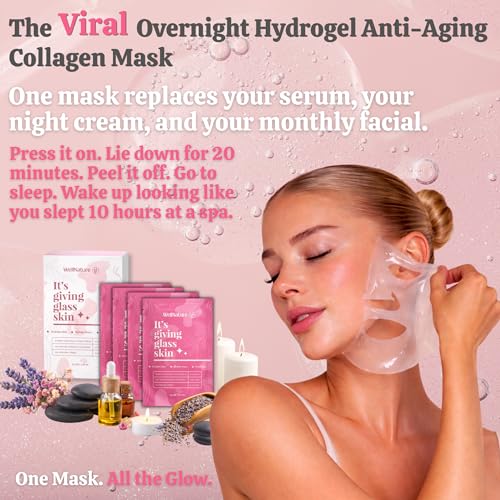 Hydrogel Collagen Sleep Mask with Hyaluronic Acid for Deep Hydration & Glass Skin - Pack of 4