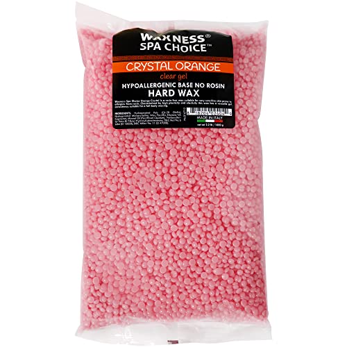 Waxness Spa Choice Crystal Orange Demi Creamy Hard Wax Beads 2.2 lb/1kg - No Rosin, Sensitive Skin