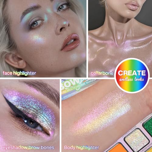 28 Colorful Rainbow Eyeshadow Palette - Neon Metallic Matte Makeup for Creative Looks