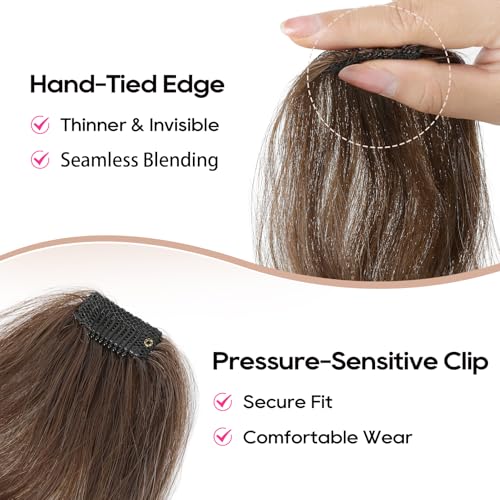 Clip in Hair Volumizer 4PCS 12 Inch Dark Brown Highlights Beach Wave Extensions