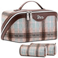 Travel Makeup Bag Set for Women - Scottish Plaid, E-3 Beige, 3-Piece