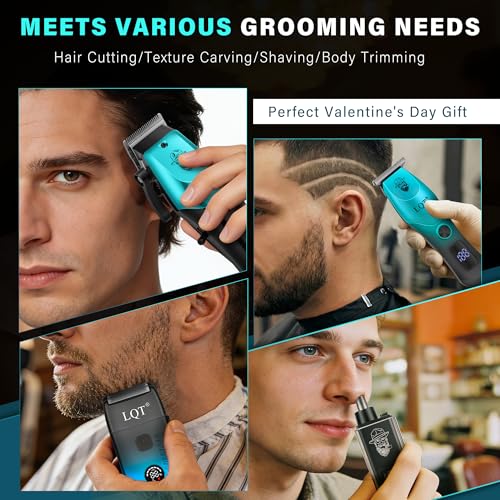 Multi-Color 4-in-1 Men's Hair Clippers Kit with Nose Trimmer & Electric Shaver, Wireless Rechargeable Grooming Set