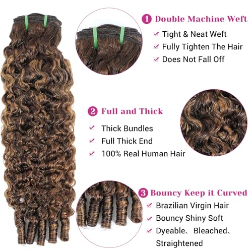 WRLYYEO Honey Blonde Ombre Burmese Curly Hair Bundles 22 Inch - Single Bundle