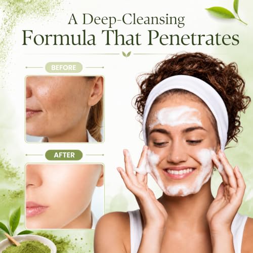 Exfoliating Powder Face Wash with Matcha & ECOCERT Certified Ingredients - 30 Count