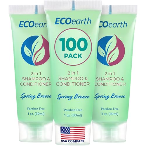 EcoEarth 2-in-1 Travel Shampoo & Conditioner Spring Breeze 1 fl oz Pack of 100