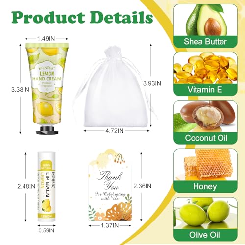 KONEUK 36 Pack Hand Cream and Lip Balm Set with Gift Bags | Party Favors