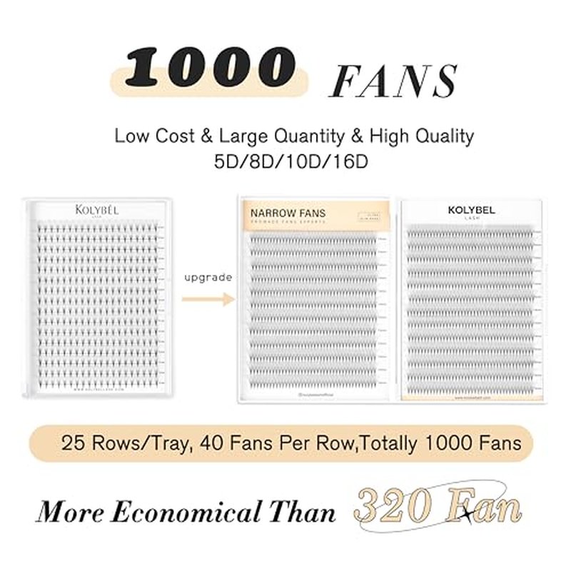 1000 Premade Lash Fans 10D Narrow Promade Fans 8-15mm Mixed Premade Fans Lash Extensions 0.05 D Curl Premade Eyelash Fans Pointed Narrow Base Handmade Volume Premade Lash Extensions(10D-0.05D-8-15MM)