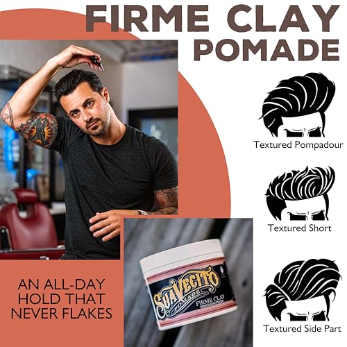 Suavecito Pomade Firme Clay 4 oz - Strong Hold Matte Hair Styling Set of 2