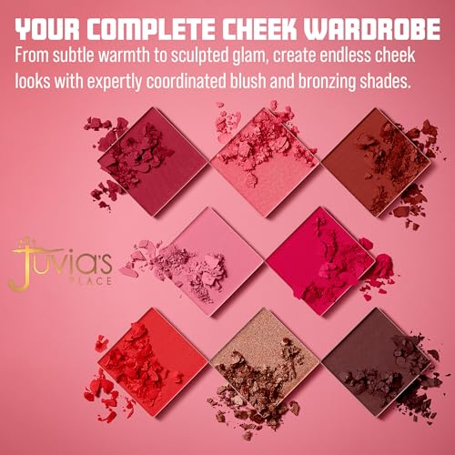 Juvia’s Place Blushed & Bronzed Blurring Pro Palette Volume 1 - 8 Shade Matte & Shimmer Blush & Bronzer Palette with Mirror