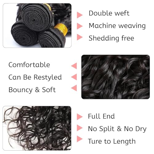 Black Water Wave Human Hair Bundles - 3 Pack 12-34 Inch Brazilian Virgin Hair