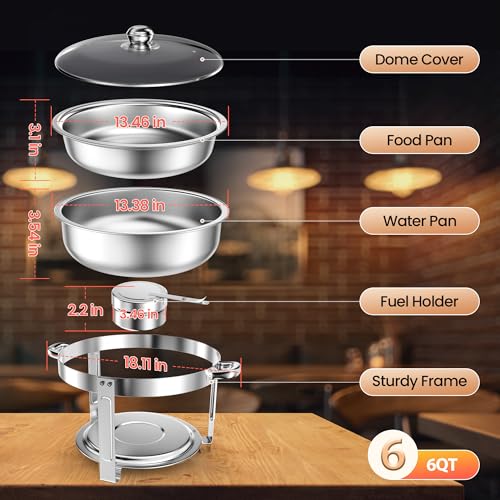 6QT Stainless Steel Chafing Dishes Buffet Set for Catering and Parties